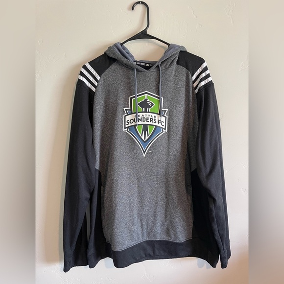 Adidas Gray and Black Seattle Sounders FC Hoodie - Picture 1 of 3